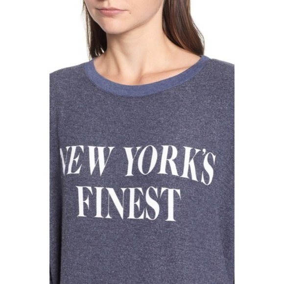 Wildfox New York’s Finest Oversized Baggy Beach Jumper Sweatshirt Oxford Blue L - Picture 10 of 11